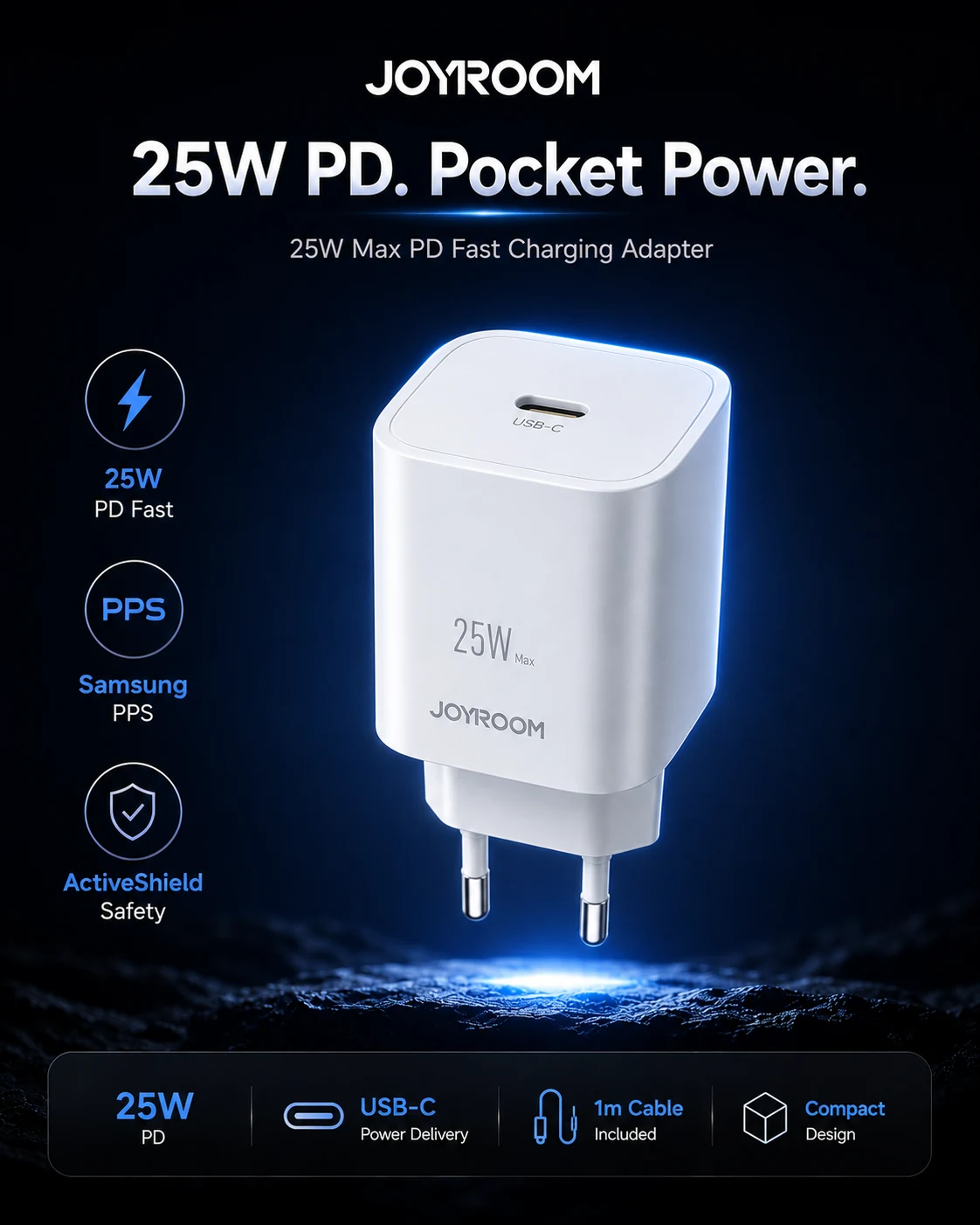 JOYROOM 25W Max PD Fast Charging Adapter Collection.