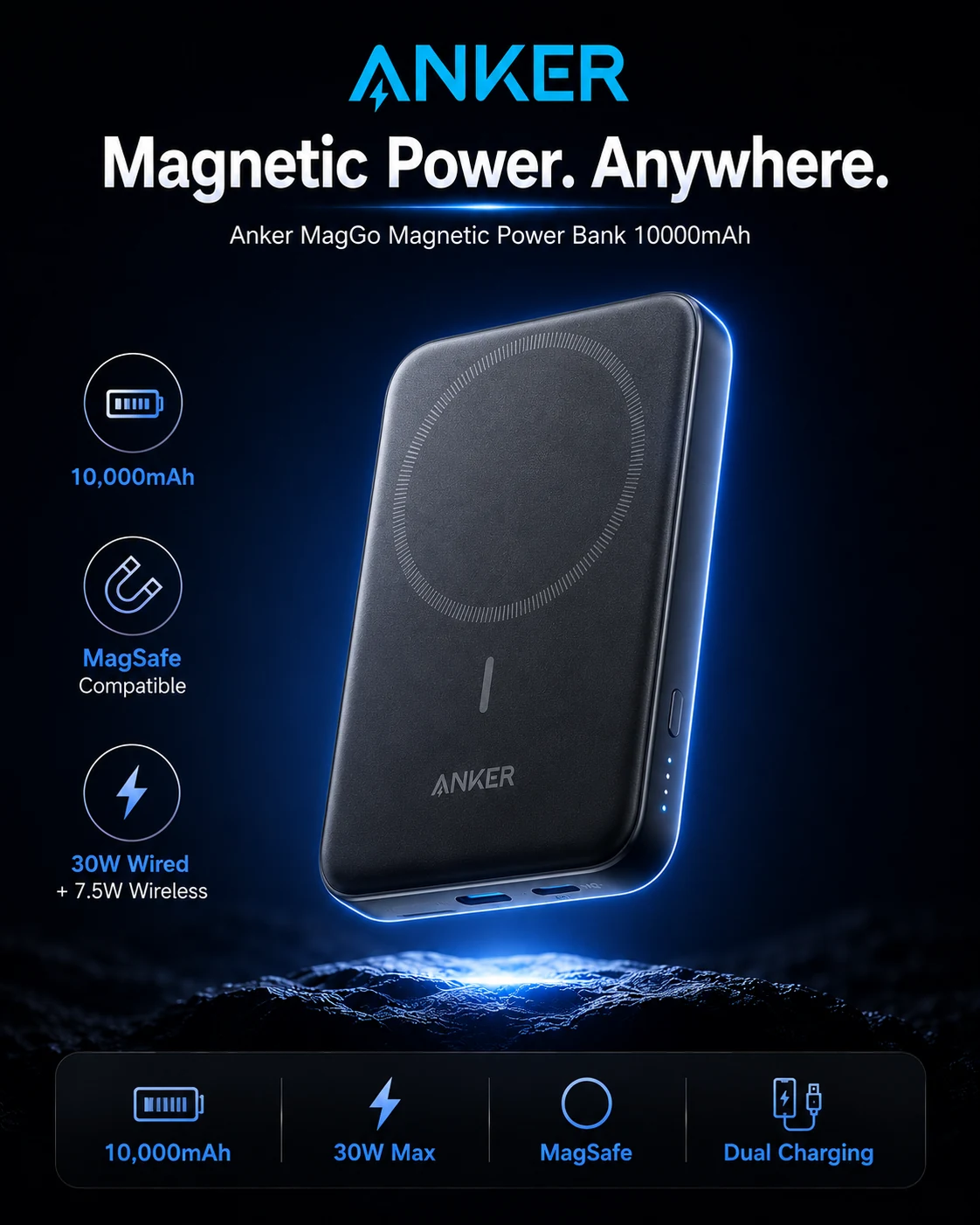 Anker MagGo Magnetic Power Bank - 10000mAh