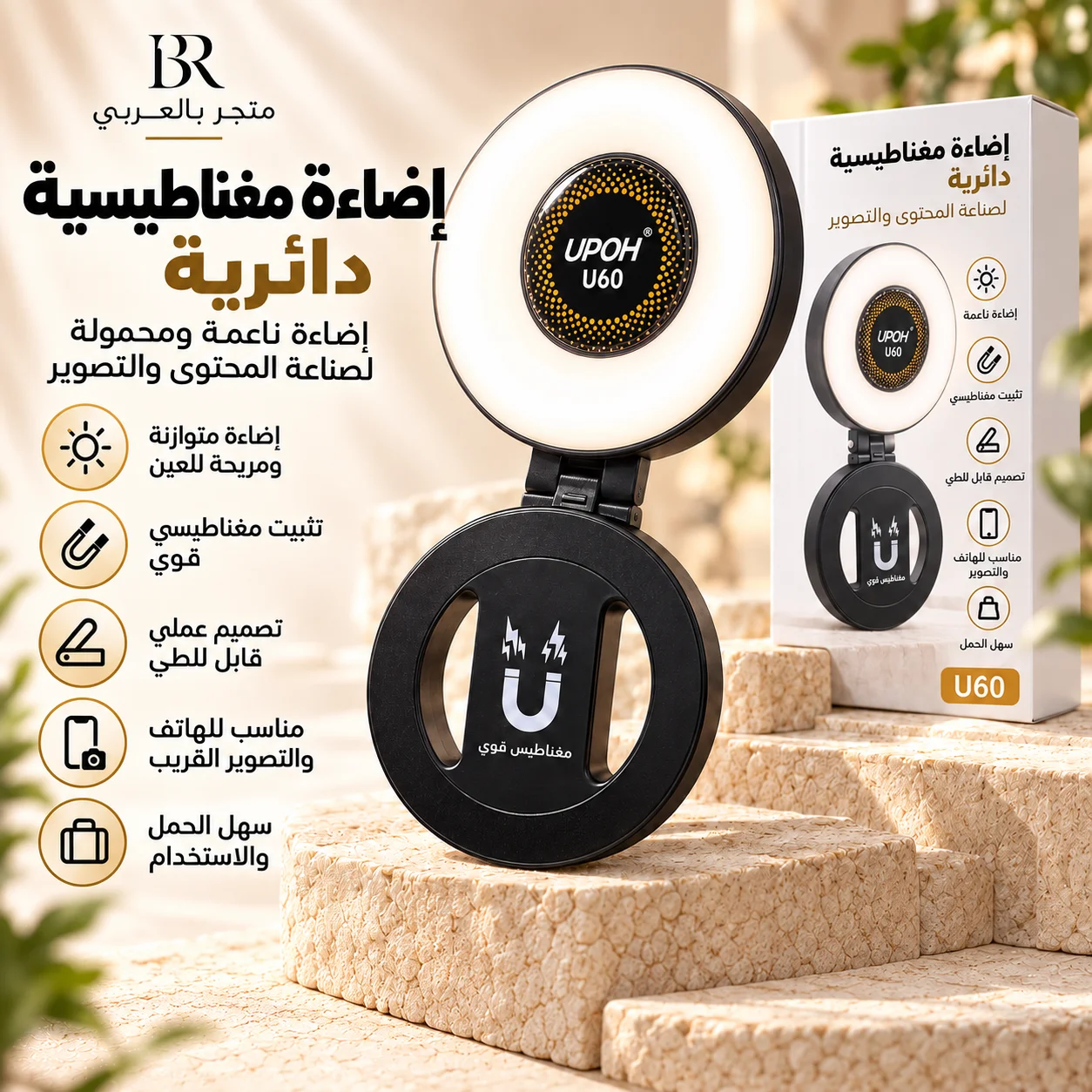 UPOH U60 Strong Magnetic Foldable Selfie Ring Light
